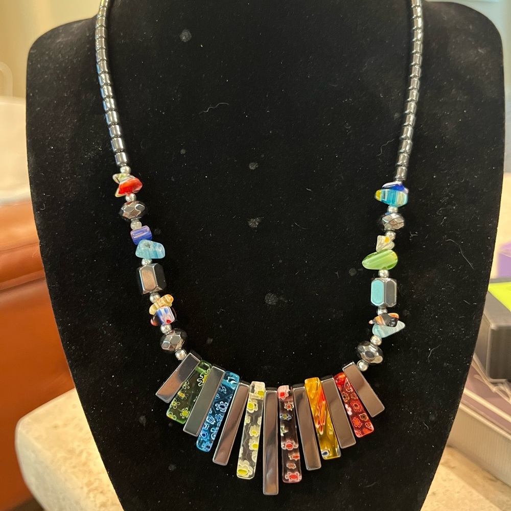 Beautiful detailed 18” hematite necklace